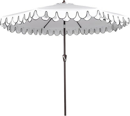 9Ft Elegant Valance Patio Umbrella, Outdoor Umbrellas for Patio with Auto-Tilt and Crank Systerm, Table Umbrella for Outdoors, Poolside,Beach, Backyard