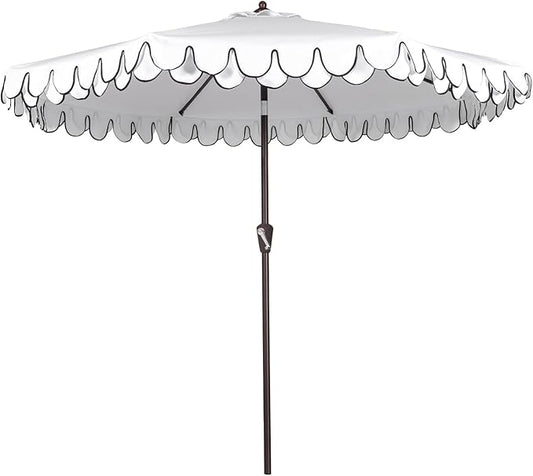 9Ft Elegant Valance Patio Umbrella, Outdoor Umbrellas for Patio with Auto-Tilt and Crank Systerm, Table Umbrella for Outdoors, Poolside,Beach, Backyard