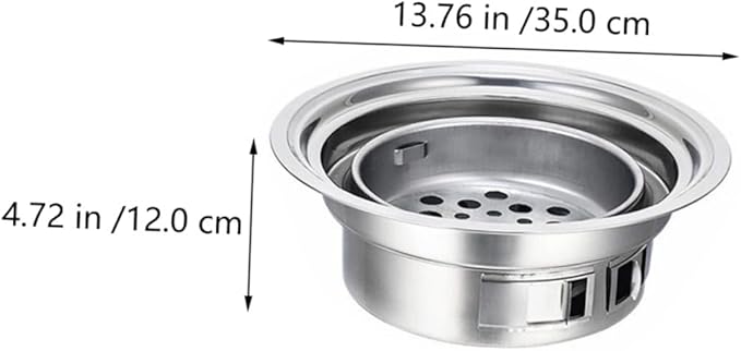 HEMOTON Portable Korean Style Stainless Steel Charcoal Barbecue Grill Small Outdoor Bbq Stove with Grate for Camping and Housewarming