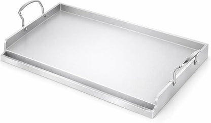 Utheer Safer Ceramic Nonstick Stainless Steel Griddle, PFAS/PFOA/PTFE-Free | BBQ camping and stovetop cooking, ceramic surface releases food, 25 x 16 plate works on grill oven and cooktop