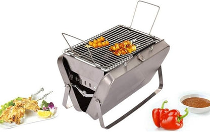 Stainless Steel Portable Charcoal Grill Foldable BBQ Tool Barbecue Grill,Silver