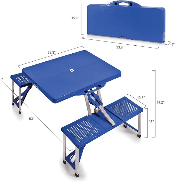 Picnic TIME NFL Football Field Folding Picnic Table, Camping Table, Outdoor Table with Umbrella Hole