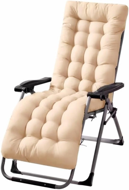 Patio Chaise Lounger Cushion， Rocking Chair Sofa Cushion with 6 Ties， Thick Padded Swing Bench Cushion， Zero Gravity Chair Cushion61x19x3in (Khaki)