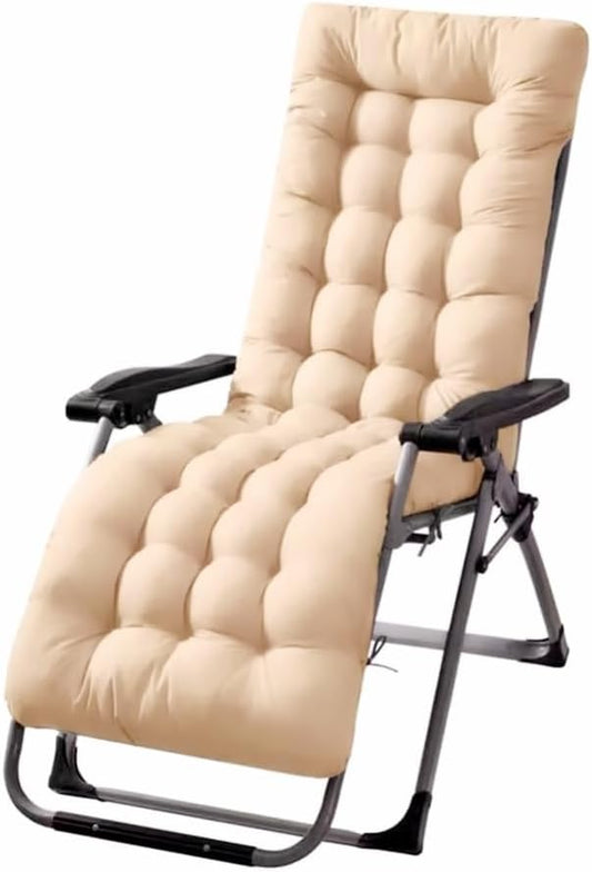 Patio Chaise Lounger Cushion， Rocking Chair Sofa Cushion with 6 Ties， Thick Padded Swing Bench Cushion， Zero Gravity Chair Cushion61x19x3in (Khaki)
