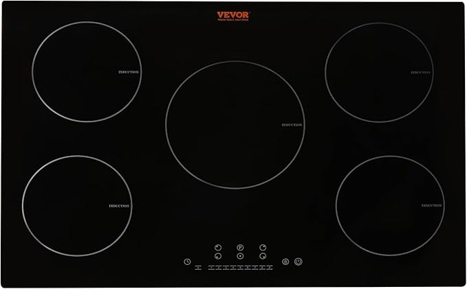 VEVOR Built-in Induction Electric Stove Top 30 Inch,5 Burners Electric Cooktop,9 Power Levels & Sensor Touch Control,Easy to Clean Ceramic Glass Surface,Child Safety Lock,240V