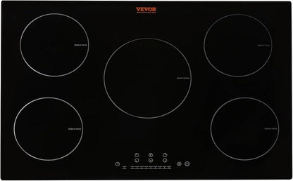 VEVOR Built-in Induction Electric Stove Top 30 Inch,5 Burners Electric Cooktop,9 Power Levels & Sensor Touch Control,Easy to Clean Ceramic Glass Surface,Child Safety Lock,240V