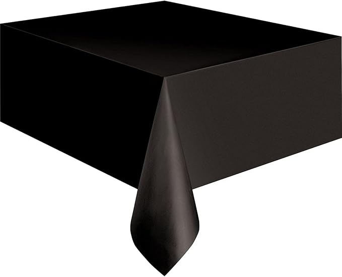 Black Solid Rectangular Plastic Table Cover (54" x 108") 1 Count - Elegant Design & Premium Quality, Ideal For Parties, Events & Everyday Use
