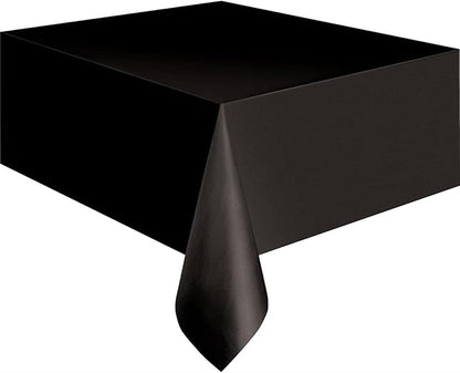 Black Solid Rectangular Plastic Table Cover (54" x 108") 1 Count - Elegant Design & Premium Quality, Ideal For Parties, Events & Everyday Use