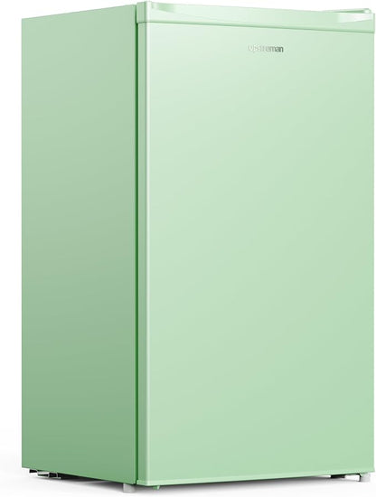 Upstreman 3.2 Cu.Ft Mini Fridge with Freezer, Green-BR321 | Adjustable Thermostat, Energy Saving, Low Noise, Reversible Door, Small Refrigerator for Dorm, Bedroom, Office