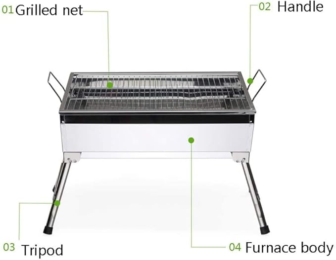 Charcoal Grill Portable Stainless Steel Folding Grill Fold Barbecue Charcoal Grill Stove Shish Kebab BBQ Patio Camping BBQ Grill