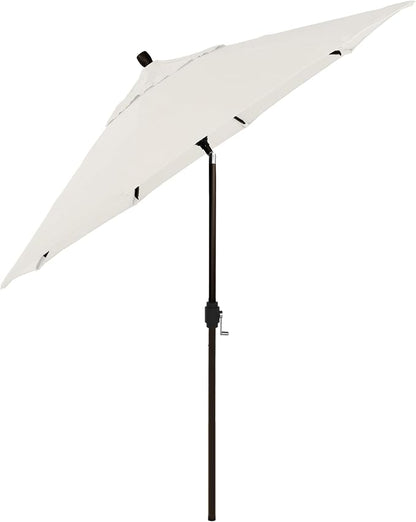 California Umbrella 12-Year-Non-Fading, 9Ft Premium Sunbrella Patio Umbrella, Hand-Crank, Button-Tilt, Bronze Frame, Natural Fabric