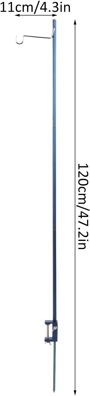 CHICIRIS Aluminum Alloy Light Stand, Portable Foldable Stainless Steel Hook Camping Lamp Pole with Storage Bag, for Outdoor Camping Picnic BBQ