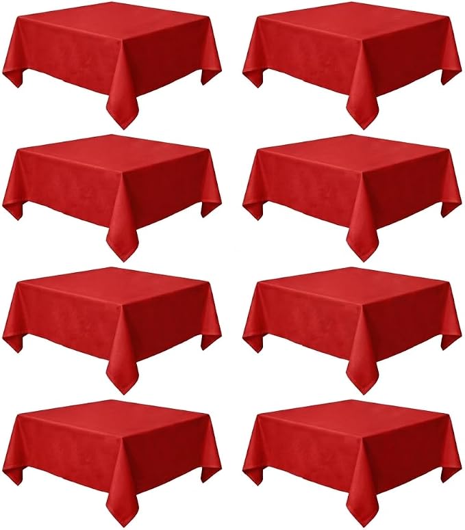 8 Pack Red Square Tablecloth 54x54 Washable Polyester Table Cloth for Square or Round Tables, Wrinkle Resistant Fabric Decorative Covers for Dining Party Banquet Buffet and Wedding