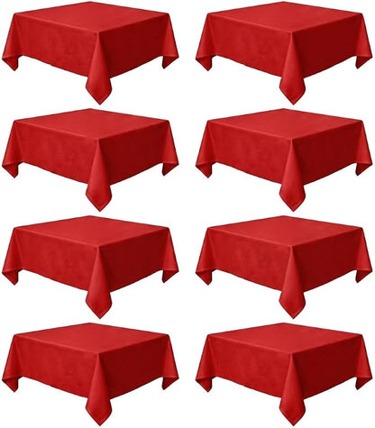 8 Pack Red Square Tablecloth 54x54 Washable Polyester Table Cloth for Square or Round Tables, Wrinkle Resistant Fabric Decorative Covers for Dining Party Banquet Buffet and Wedding