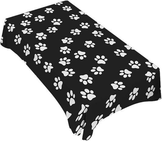 TKS MITLAN Dog Paw Print Dark Tablecloth Decor Table Cloth Dining Room Kitchen Table Cover 60" X 84" Oblong/Rectangle
