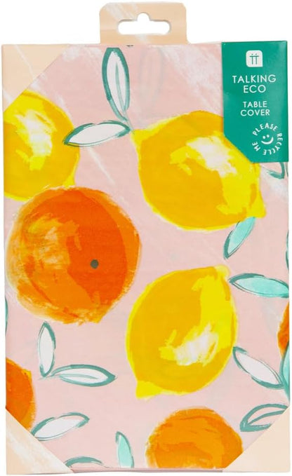 Talking Tables 1 x Citrus Fruit Paper Table Cover Summer Parties 70" x 47" - Lemon & Orange Design | Alfresco Dining, Picnic, BBQ, Outdoor Events | Recyclable | Rectangular