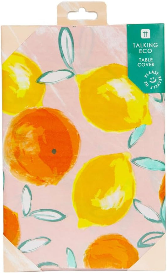 Talking Tables 1 x Citrus Fruit Paper Table Cover Summer Parties 70" x 47" - Lemon & Orange Design | Alfresco Dining, Picnic, BBQ, Outdoor Events | Recyclable | Rectangular