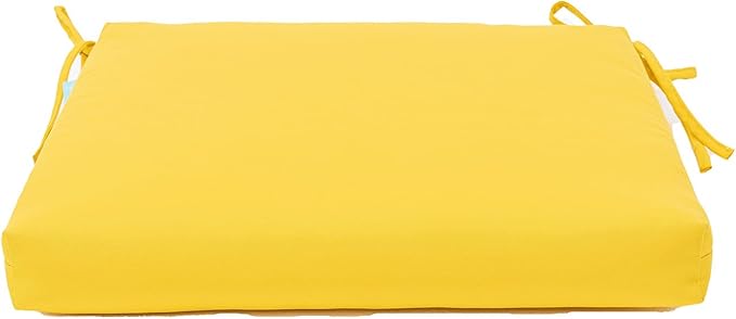 QILLOWAY Outdoor Indoor Chair Pads,Seat Cushions, Square Foam Dining Chair Patio Cushion Set of 4, All Weather, 17" Lx17 Wx3 D(Yellow)