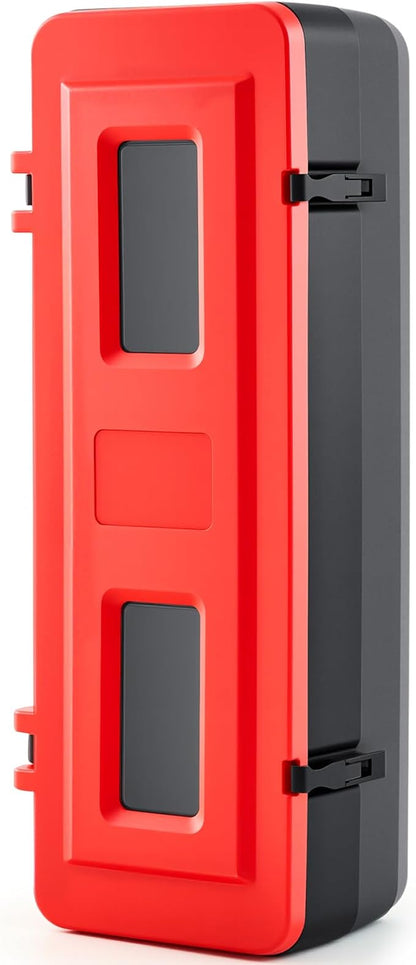DoubleFill 10 lb 20lb Fire Extinguisher Cabinet Box with Internal Rope Fastening and External Latch Sturdy Plastic Holder Case Vandal-Resistant Weatherproof Protect Indoor Outdoor (33 x 12 x 10 in)