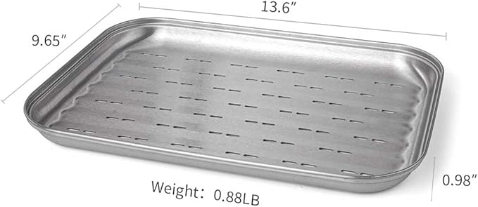 Stainless Steel Grill Toppers Grid (set of 3), Grill Serving Pans, Roasting Grill Trays, all in Same Dimensions, 13.6”X9.65“, Dishwasher Safe