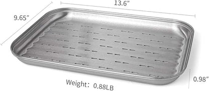 Stainless Steel Grill Toppers Grid (set of 3), Grill Serving Pans, Roasting Grill Trays, all in Same Dimensions, 13.6”X9.65“, Dishwasher Safe