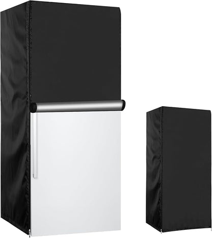 Refrigerator Cover 33''W x 33''D x 67''H,Suitable for Upright Freezers/Beverage Refrigerator/Large Cold Rooms,Reusable, Front can be opened, Black