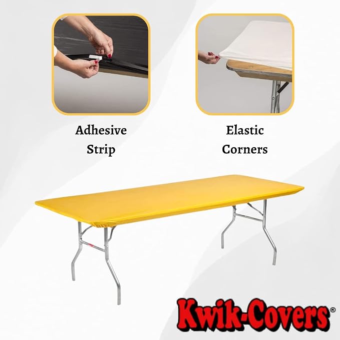 10 Pack of Rectangular Plastic Table Covers - 6' Foot or 8' Foot Options - Indoor or Outdoor Fitted Table Covers (Table NOT Included) (Gold, 30" x 96" (8' ft))