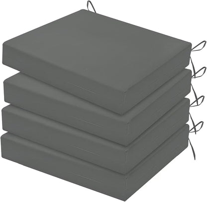 HARBOREST Outdoor Chair Cushions Set of 4, Water Resistant Patio Chair Cushions with Ties, Square Corner Outdoor Seat Cushions for Patio Furniture, 18.5"x16"x3", Dark Grey