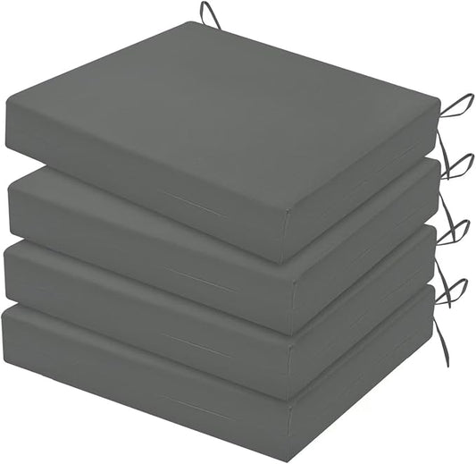 HARBOREST Outdoor Chair Cushions Set of 4, Water Resistant Patio Chair Cushions with Ties, Square Corner Outdoor Seat Cushions for Patio Furniture, 18.5"x16"x3", Dark Grey