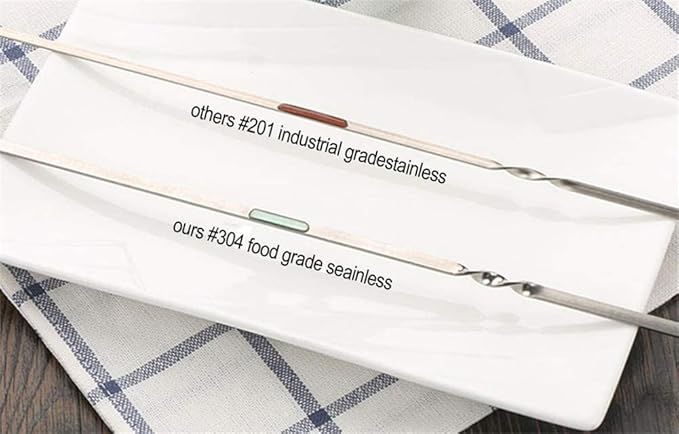 18PCS Kabob Skewers Flat Metal BBQ Barbecue Skewer 14" Long Stainless Steel Shish Kebob Sticks Wide Reusable Grilling Skewers Set for Meat Shrimp Chicken Vegetable, 18 Pack