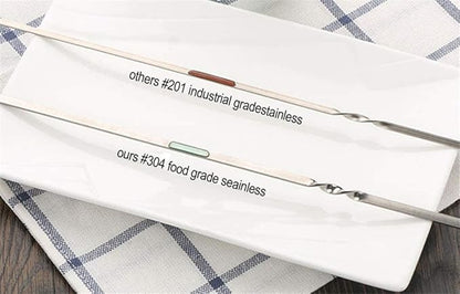 18PCS Kabob Skewers Flat Metal BBQ Barbecue Skewer 14" Long Stainless Steel Shish Kebob Sticks Wide Reusable Grilling Skewers Set for Meat Shrimp Chicken Vegetable, 18 Pack
