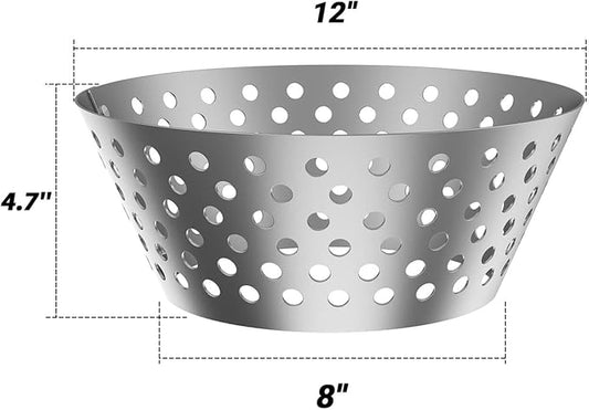 Skyflame BBQ Stainless Steel Charcoal Basket, Briquet Holder Kettle Grill Accessories Compatible with Weber Kettle 22 26.75 WSM XL Big Green Egg/Kamado - Updated Hollow Holes Design