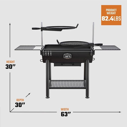 Oklahoma Joe's Firecraft Series Modular Open Fire Barrel Charcoal Grill with 480 sq. in. Cooking Area in Black & Custom-Fit Cover Bundle