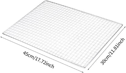 Stainless Steel Mesh BBQ Grill Grate Grid Wire Rack Cooking Replacement Net, Reusable Non-Stick BBQ Rack Cross Wire Grill Mat for Home Party Camping Barbecue Outdoor Picnic(Size:30x45cm)