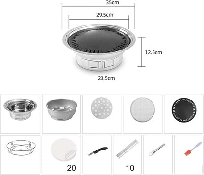 13.8 inches Small Charcoal Grill Portable Stainless Barbecue Stove for Outdoor Camping BBQ Grill Outdoor Cooking (Silver 35 * 12.5cm)