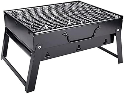 Charcoal Grill BBQ Folding Portable Stainless Steel Barbecue Grill, Barbecue Desk Tabletop Outdoor Stainless Steel Smoker BBQ for Outdoor Cooking Camping Picnics Beach(13.8" x 10.6" x 7.7")