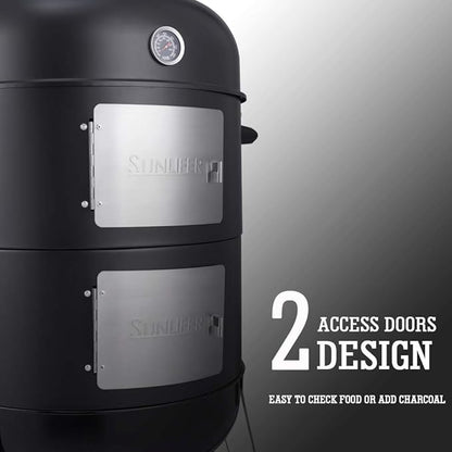 20.5 Inch Vertical Charcoal Smoker and Grill Combo, Heavy-Duty BBQ Smokers for Outdoor Cooking Camping