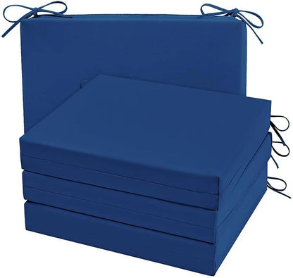 Cozyide Outdoor Chair Cushions, Waterproof Patio Seat Cushions with Adjustable Straps, Square Corner Patio Chair Cushions for Garden, Royal Blue, 18.5x16x3 Inch (Pack of 4)
