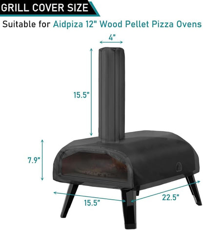 ZJYWSCH Pizza Oven Cover for Aidpiza and BIG HORN Wood Pellet Pizza Oven Outdoor SP120 Waterproof 600D Heavy Duty 12" Portable Wood Fired Pizza Ovens Cover