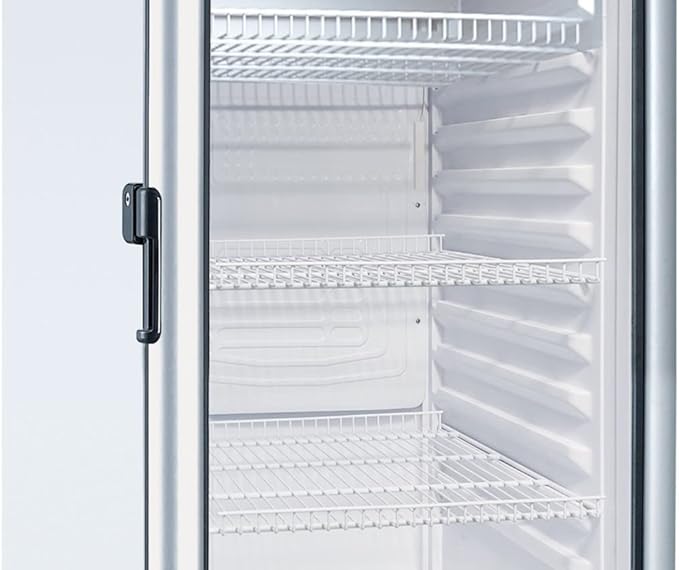 PremiumLevella PRF65DX Single Door Merchandiser Refrigerator-Upright Beverage Cooler-6.5 cu ft-Silver, 6.5 cu.ft. Single Swing Door