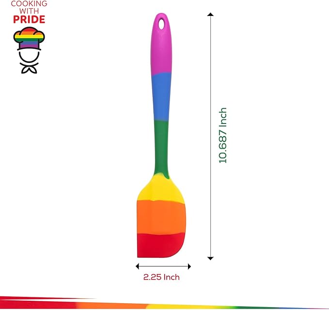 Cooking With Pride Non-Stick Scraper Spatula, Heat-Safe Silicone With Iron Core, 10.75-Inch, Set of 2