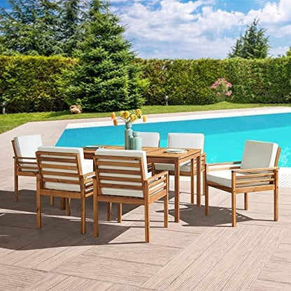 Alaterre Furniture, Okemo Acacia Wood Outdoor Dining Set, 63" W, Natural