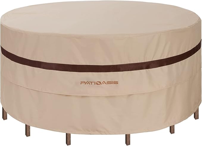 Round Patio Table Cover 48inch Dia Waterproof Outdoor Bar Table Round Cover Anti-Fading UV-Resistant Lawn Furniture Covers