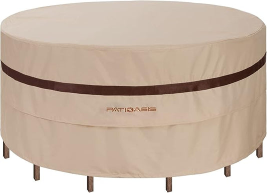 Round Patio Table Cover 48inch Dia Waterproof Outdoor Bar Table Round Cover Anti-Fading UV-Resistant Lawn Furniture Covers