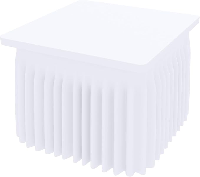 Smiry Spandex Elastic Fitted Table Cloth Skirt for 4FT Square Table | Stretch Washable Table Cloth, Banquet Table Cover for Wedding, Party, Indoor & Trade Shows, (White, 42Lx42Wx30H)