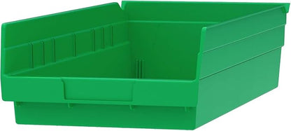 Akro-Mils 30158 Heavy Duty Plastic Shelf Bins, 18"x 8"x 4", Green, 12-Pack | Heavy Duty Nesting Storage Bins for Garage, Closet, Refrigerator, Kitchen, Cabinet, Drawer Organization, Pantry Organization