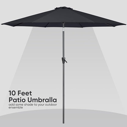 Tempera Patio Market Outdoor Table Umbrella with Push Button Tilt and Crank, Large Sun Umbrella with Sturdy Pole & Fade Resistant Canopy, Easy to Set