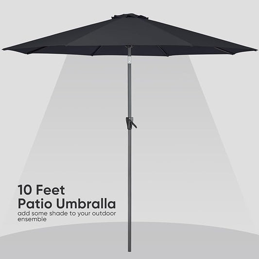 Tempera Patio Market Outdoor Table Umbrella with Push Button Tilt and Crank, Large Sun Umbrella with Sturdy Pole & Fade Resistant Canopy, Easy to Set
