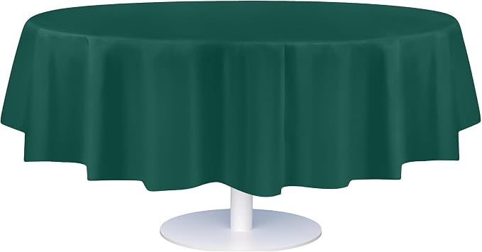 Grandipity 12 Pack Premium Disposable Plastic Tablecloth 84" Inch Decorative Round Table Cover - Dark Green