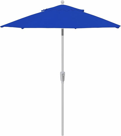 Treasure Garden 7.5ft Patio Umbrella – Outdoor Market Umbrella – Push Button Tilt – White Aluminum Frame (Sunbrella, Pacific Blue)